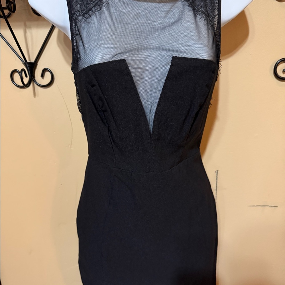 JustFab Black Mesh Backless Dress